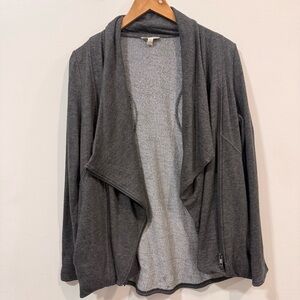 Eileen Fisher Charcoal Drape Front Waterfall Women's Sweater Cardigan Size M
